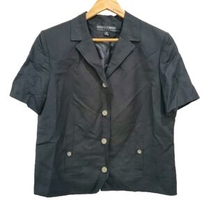 Vintage 90s Kasper & Company Black Short Sleeve Blazer Size 14